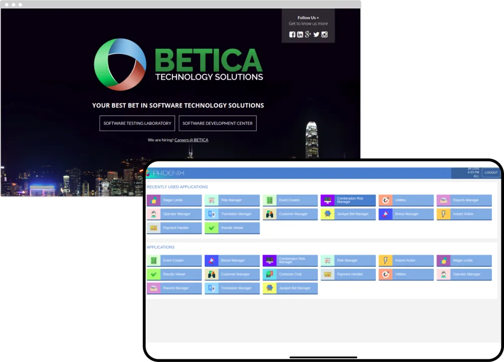Archived Betica project material showing the modernized sports betting interface across devices